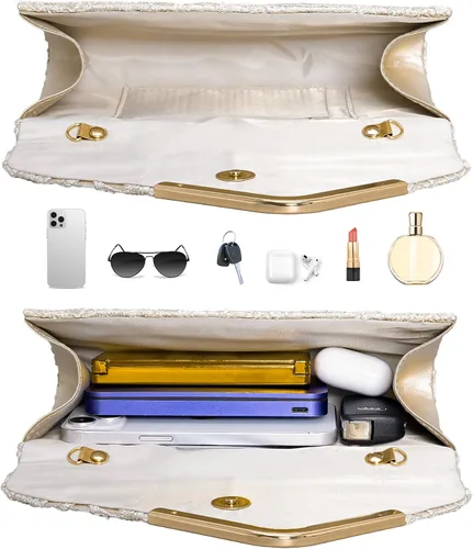 Miniatura 6 de Bolso de mano Larcenciel para mujer, bolso de lentejuelas brillante con cadena, bolso de noche con destellos para fiestas y graduaciones