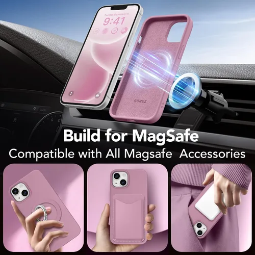 Miniatura 4 de GONEZ Funda magnética para iPhone 14, compatible con Magsafe, con protector de pantalla + protector de cámara, forro de microfibra antiarañazos