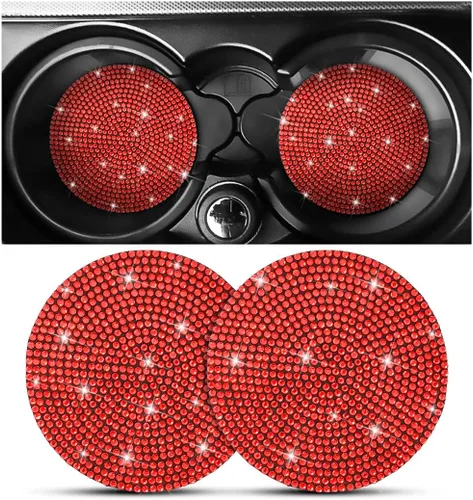 Miniatura 7 de Osilly – Portavasos para auto con brillantes, 2 unidades, diamantes de imitación, antideslizantes, portavasos universales de 2.75 pulgadas