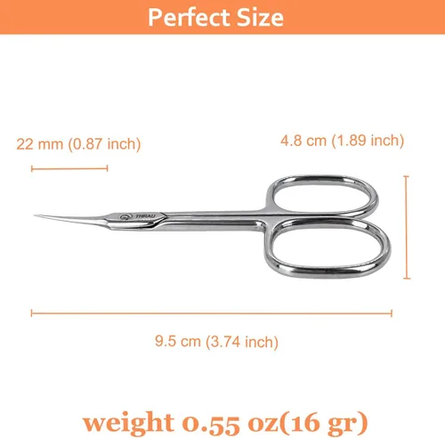 Miniatura 5 de THRAU Tijeras de cutícula extrafinas para mujeres y hombres, acero inoxidable profesional con punta puntiaguda precisa, cuchillas de aseo, manicura