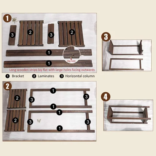 Miniatura 4 de Soporte para plantas de madera maciza,Soporte para plantas de 3 niveles,Interior Sala de estar Balcón Estante para plantas de pie Blanco