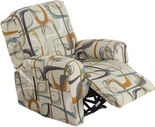 Miniatura 23 de KRFOONN Fundas elásticas para sillón reclinable con estampado, fundas para sillas reclinables de 4 piezas, fundas para sillón reclinable Lazy Boy