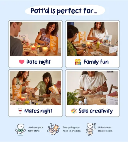 Miniatura 6 de Pott'd Arcilla seca al aire para adultos. Kit de cerámica casera para principiantes para adultos. Manualidades de bricolaje incluye: arcilla seca al