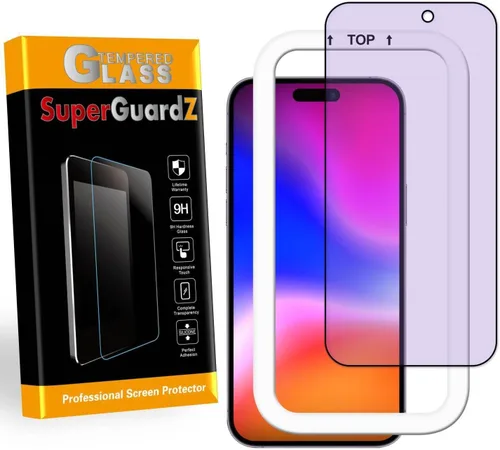 [Paquete de 2] Protector de pantalla de cubierta completa para iPhone 16 Plus, vidrio templado antiluz azul, protección para los ojos, antiarañazos