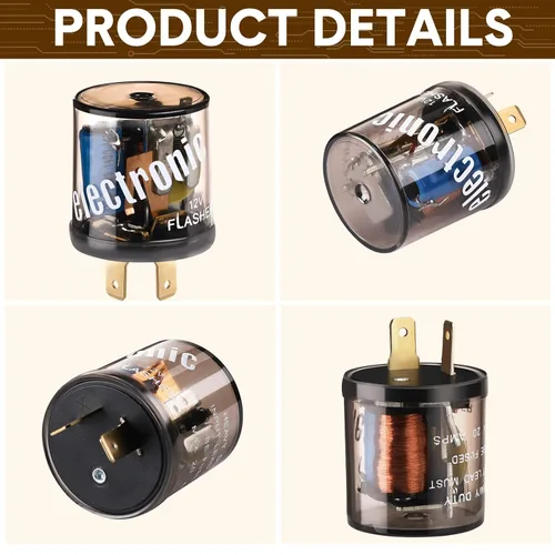 Miniatura 6 de Reginary 4 unids 12V 2 Pin Electrónico LED Flasher Relé LED Luz de señal de giro de dos clavijas redonda resistente 20 amperios Compatible Automóvil