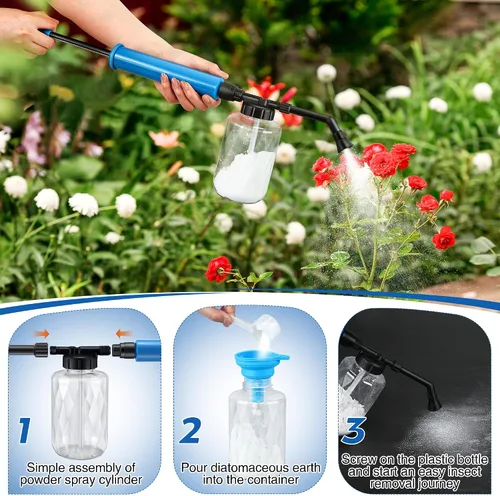 Miniatura 4 de Qualirey Polvo de tierra de diatomeas, dispensador aplicador de polvos de jardín de 16.9 fl oz, polvo de polvo, aplicador de polvos para el hogar