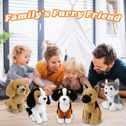 Miniatura 6 de Perro Sentado de Peluche 19 cm Animal de Peluche de Felpa Perros de Peluche Suave y Acogedor Juguetes de Perro para Cumpleaños y Fiesta Infantil