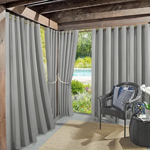 Miniatura 11 de Panel de cortina con ojales Sun Zero Marina para interior/exterior con protección UV y eficiencia energética, 54 x 95 pulgadas, cuarzo rosa