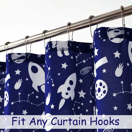 Miniatura 2 de Central Park - Cortinas de ducha azul marino para baño de niños, resistentes al agua, con tema de espacio y planeta, patrón de dibujos animados