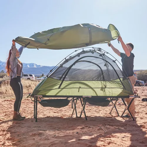 Miniatura 7 de Cuna de camping Teton con brazo giratorio patentado, cuna de camping plegable, lona resistente y duradera, cama cómoda para dormir para adultos