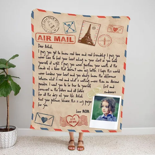 Miniatura 2 de Manta personalizada de forro polar, regalo de amor personalizado para mi hija, hijo de mamá, manta personalizada para esposo, esposa, carta escrita