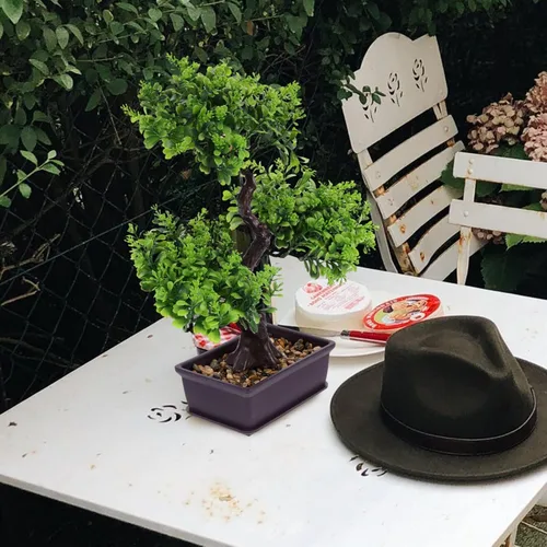 Miniatura 9 de EXCEART Árbol bonsái artificial, plantas de plástico, adorno bonsái para decoración de boda, árbol bonsái de imitación verde