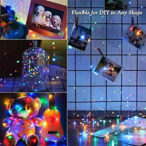 Miniatura 3 de Paquete de 2 luces de hadas que funcionan con energía solar, 39 pies, 100 luces LED de alambre plateado, impermeables, mini luciérnagas