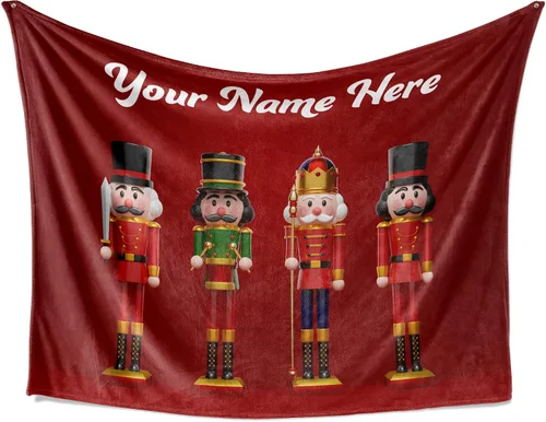 Miniatura 17 de Manta de Navidad personalizada con cascanueces – Se envía al día siguiente, impresa en Estados Unidos – Manta de sofá de felpa polar, decoración
