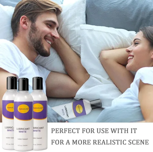 Miniatura 7 de Lubricante blanco a base de agua de 8 onzas líquidas, cremoso sin aroma, lubricante de gel natural de larga duración, suave y resbaladizo