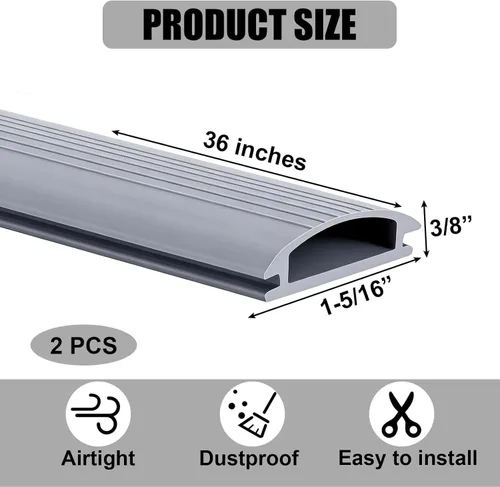 Miniatura 2 de Tira de sellado inferior para debajo de la puerta, 2 unidades de 36 pulgadas para umbrales de aluminio ajustables, tiras de goma de repuesto