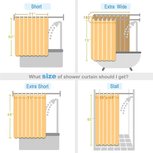 Miniatura 7 de Cortina de ducha transparente para bañera con patas de 180 x 70 pulgadas, envolvente, con 6 imanes, impermeable, juego de cortinas de ducha