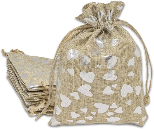 Miniatura 15 de 48 paquetes de 3x4 bolsas de regalo reutilizables de yute y arpillera con cordones (Feliz Navidad, X-Pequeño) - para regalos, favores de fiesta