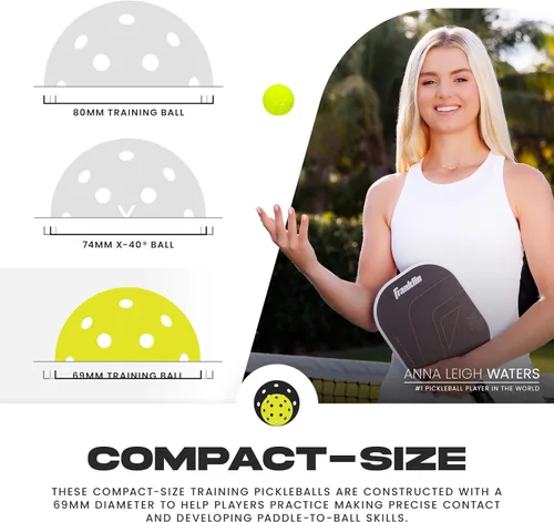 Miniatura 4 de Franklin Sports Pickleballs de entrenamiento - Pickleballs de entrenamiento para principiantes + práctica de habilidades - Bolas de pickleball al