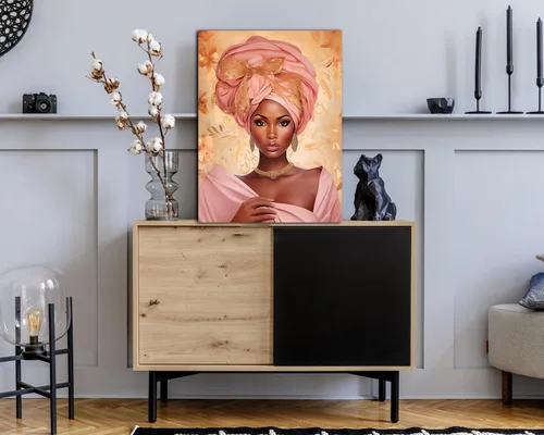 Miniatura 217 de Arte de pared afroamericano, decoración de rey y reina bailarín negro para sala de estar, arte de pareja de amor negro para dormitorio, lienzo