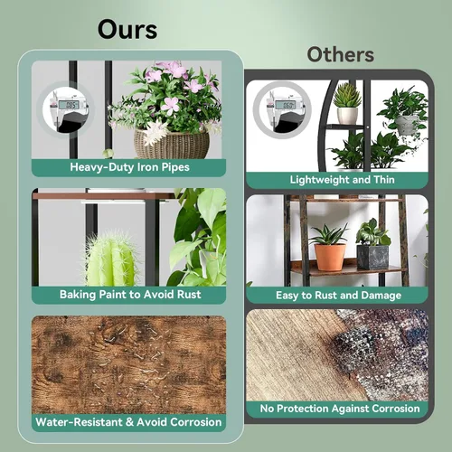 Miniatura 5 de Soporte para plantas de interior con luces de crecimiento de 11 niveles de madera, estante para plantas de interior de 157 cm de altura, soporte