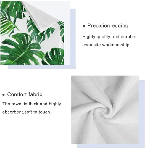 Miniatura 4 de Vdsrup Juego de 3 toallas de baño de verano con hojas de palma tropical, toallas de mano de hojas de selva tropical, toalla suave y fina