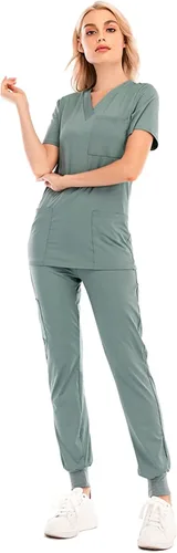 Miniatura 4 de Conjunto de uniformes médicos para mujer, conjunto de uniforme de enfermera, conjunto de trabajo al aire libre, conjunto de ropa quirúrgica elástica