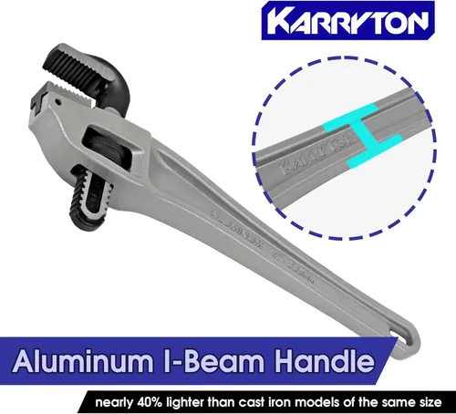 Miniatura 5 de Juego de llaves de tubo de aluminio con compensación, capacidad de mandíbula ajustable, llave de fontanero de aluminio resistente con manija