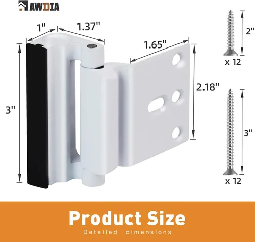 Miniatura 6 de Cerradura de refuerzo de seguridad para puerta doméstica, paquete de 1 cerradura de puerta delantera blanca mejorada para seguridad de niños que