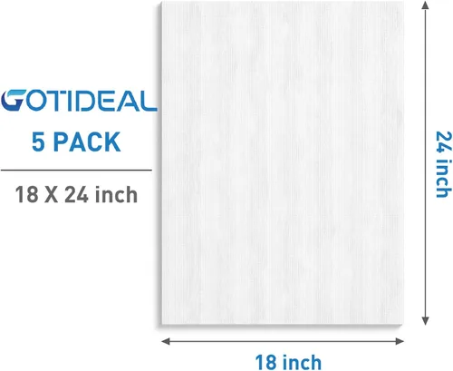 Miniatura 2 de GOTIDEAL Lienzos estirados para pintura, 18 x 24 pulgadas, juego de 5 unidades, blanco imprimado, 100% algodón, lienzos artísticos en blanco