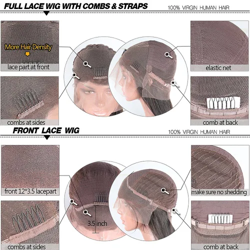 Miniatura 6 de Pelucas de pelo humano de encaje completo para las mujeres negras, cabello estilo mojado, ondulado, brasileño, virginal, Sin pegamento, con encaje