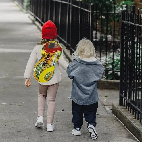 Miniatura 7 de Raquetas de tenis para niños con bolsa de transporte, pelotas de entrenamiento suaves y pájaros de bádminton, juego de regalo de raquetas de tenis
