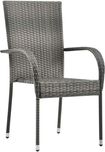 Miniatura 6 de Ensemble de Salle à Manger Extérieur 7 pièces en Acacia massif et rotin synthétique gris, résistant aux intempéries, Pour Jardin terrasse, Design