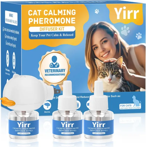 Difusor calmante para gatos, difusor calmante de feromonas 4 en 1, difusor calmante multicat, feromonas relajantes para aliviar el estrés, la