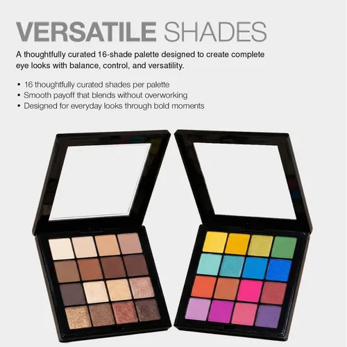 Miniatura 2 de Palladio Ultimate Pro Paleta de maquillaje de sombra de ojos, 16 colores de polvo de alta pigmentación, mate, brillo, acabados satinados