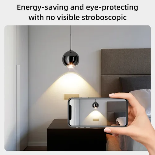Miniatura 8 de ziidoo Lámpara colgante moderna negra con forma de globo, rotación de 90 grados arbitrariamente ajustable, electrochapada, lámpara colgante