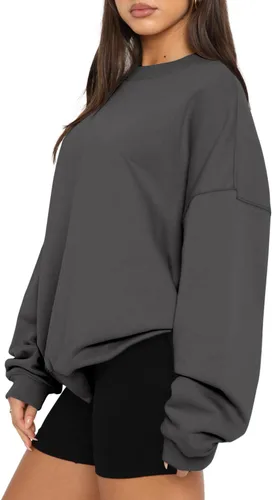 Miniatura 3 de Angerella Sudaderas de manga larga para mujer, estilo casual, cuello redondo, ajuste holgado, sudadera con capucha de forro polar para otoño