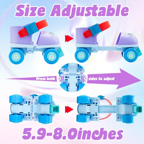 Miniatura 3 de Kids Roller Skate for Girls Boys Ages 2-5 Years Old, Adjustable Toddler Rollerskates, Children Beginner Roller Skate RS209 Púrpura