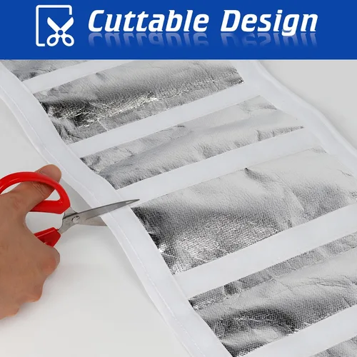 Miniatura 3 de Kit de sellado portátil de ventana de CA con pantalla de hojas, diseño de cordón, doble capa, refleja la luz solar y el calor, 64 pulgadas