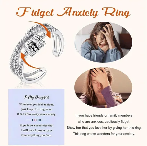 Miniatura 4 de Long tiantian Daughter Gifts from Mom Anxiety Fidget Ring for Daughter Hug Ring for Christmas Gifts Stocking Stuffers 2025 A-circón