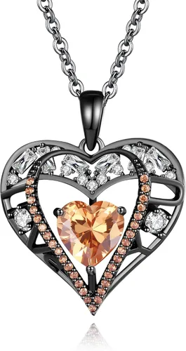 Miniatura 85 de Collar de cristal de 5 corazones, chapado en oro rosa de 18 quilates, colgante con cadena de plata de ley 925 de 18 + 2 pulgadas, joyería de piedra