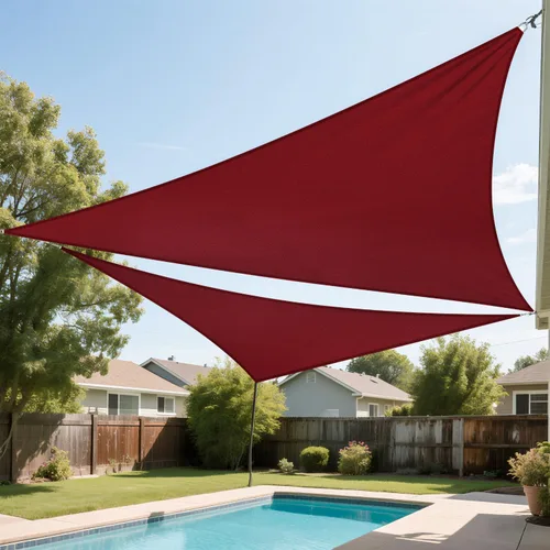 Toldo tipo vela triangular, impermeable, resistente, de 16 x 16 x 22.6 pies, bloqueo de luz solar para patio al aire libre, pérgola, jardín (rojo)