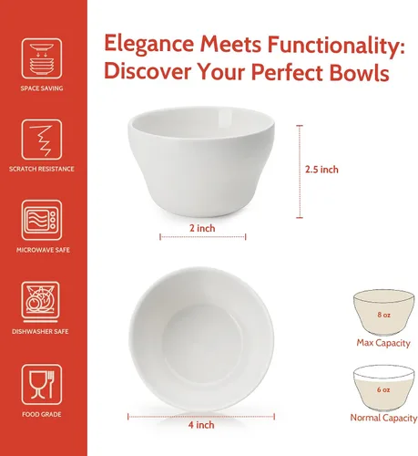 Miniatura 2 de Sweese Juego de 6 tazas de porcelana para caldo, multicolor, de grado profesional duradero superior, capacidad de 8 onzas, 6.0
