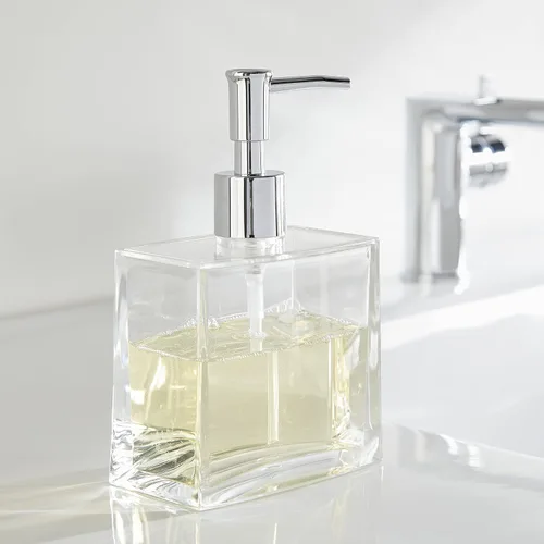 Miniatura 3 de Huang Acrylic Dispensador de jabón líquido rectangular transparente recargable para encimera de tocador de baño, fregadero de cocina, capacidad