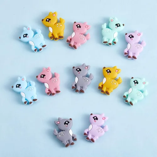 Miniatura 3 de 12 cuentas focales de silicona de animales para hacer llaveros con cuentas focales de ciervos para bolígrafos, pulseras de bricolaje, manualidades