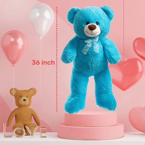 Miniatura 4 de HollyHOME - Oso de peluche gigante, animales de peluche de 36 pulgadas, color lago azul Azul lago