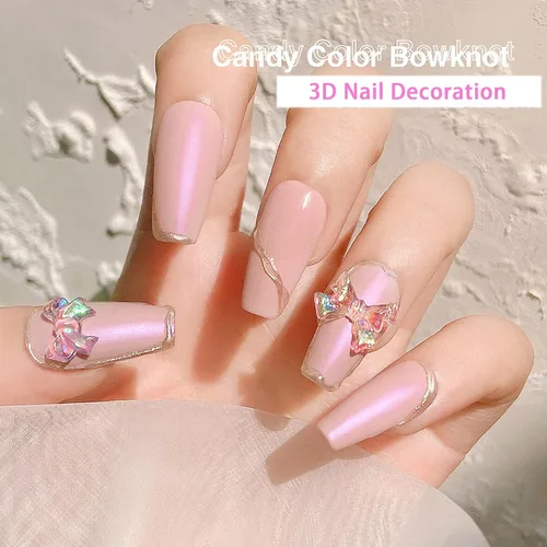 Miniatura 6 de Dijes de acrílico 3D con diseño de mariposa, flores blancas, osos para uñas, bonitos dijes de uñas, diamantes de imitación de cristal estrellado