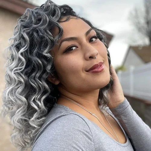 Miniatura 58 de Cabello de ganchillo con ondas oceánicas, 12 pulgadas, 8 paquetes de 3 tonos, cabello rizado de longitud media, rizado y ondulado profundo