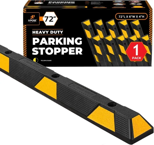 Miniatura 35 de Xpose Safety Tope de goma resistente de 22 pulgadas para estacionamiento, paquete de 2 bloques de ruedas para garaje, entrada o rampa, tope