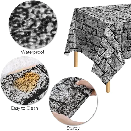 Miniatura 3 de durony 2 manteles de plástico para pared de piedra, impermeables, medievales, ladrillos de piedra para decoración de mesas temáticas de castillo